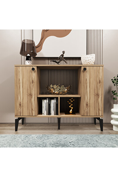 Kalender Dekor Delmar 120 Çok Amaçlı Dolap, Modern Konsol, Mutfak Dolabı, Kitaplık