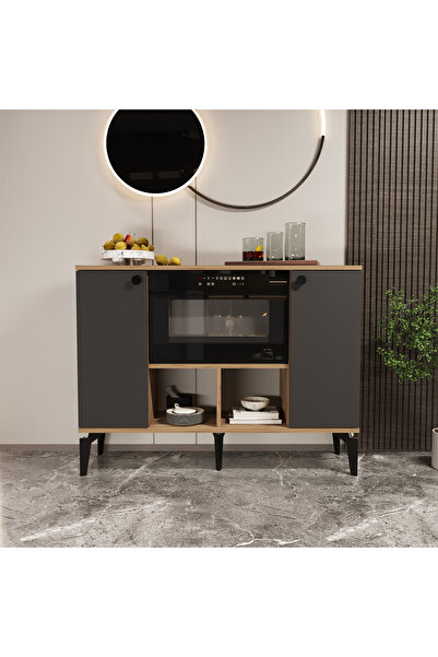 Kalender Dekor Delmar 120 Çok Amaçlı Dolap, Modern Konsol, Mutfak Dolabı, Kitaplık