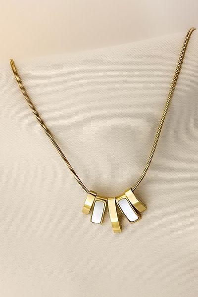 COSİTA Gold Stick Totem Pearl Filling Minimal Stylish Daily Steel Necklace