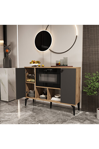 Kalender Dekor Delmar 120 Çok Amaçlı Dolap, Modern Konsol, Mutfak Dolabı, Kitaplık