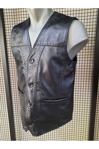 ArdaStilDeri Genuine Leather Classic Style Vest