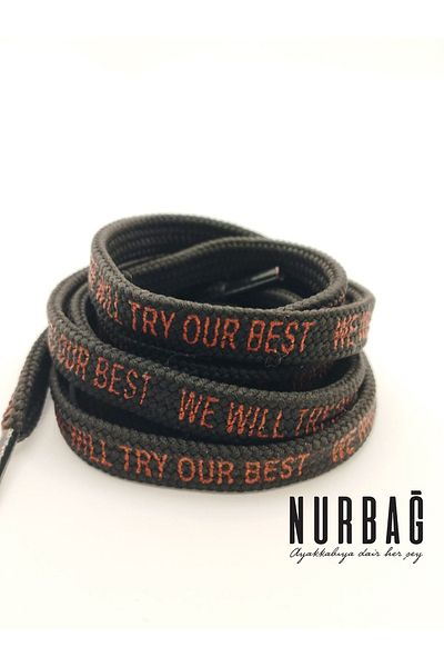 NURBAĞ DOKUMA Sports Shoes Black Flat Laces (WILL TRY OUR BEST) 90 Cm Written 1 Pair Bs11