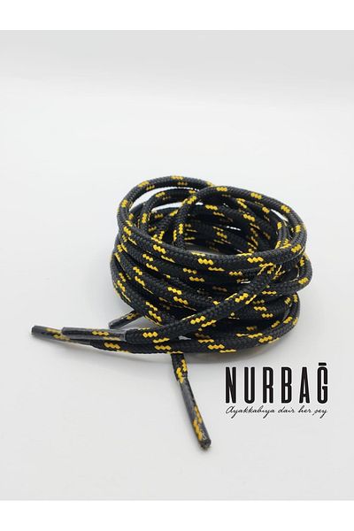 NURBAĞ DOKUMA SPORTS SHOES BLACK YELLOW PATTERNED POLYESTER TIE 120 CM 1 PAIR BS71