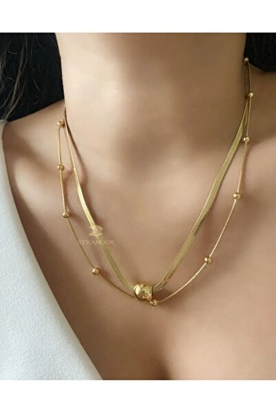 Accessories قلادة دوريكا من الفولاذ المزدوج باللون الذهبي