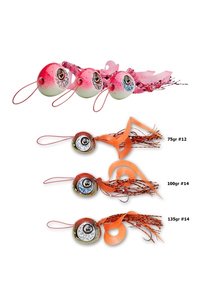 Savage Gear Cuttle Eye 135g Suni Yem Tai Rubber Silikon Jig Yemi Pink Glow Si...