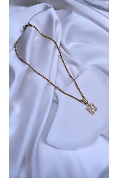Accessories Gold Renk Harfli Çelik Kolyeler