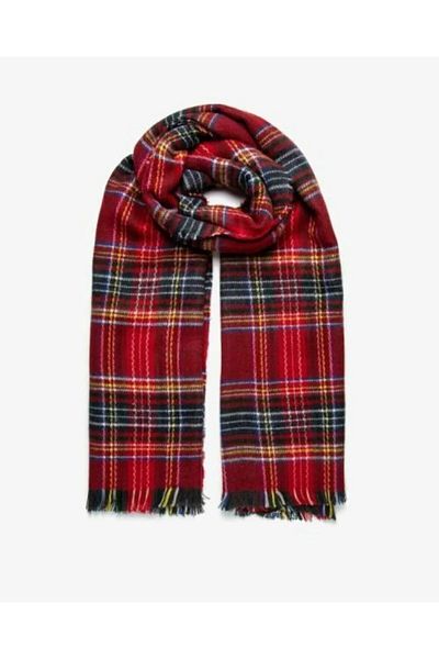 Wearflawless Line Patterned Plaid Thick Scarf