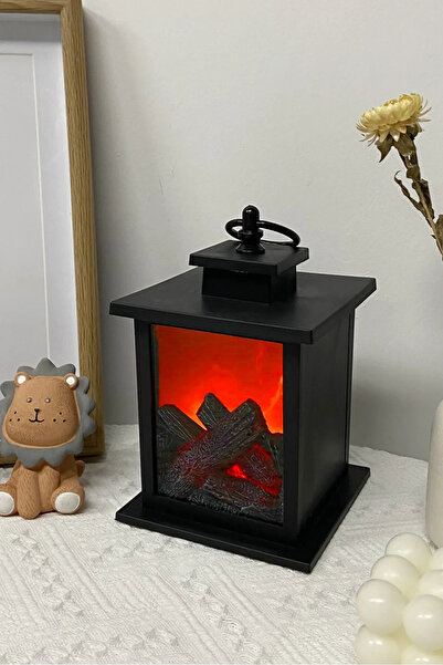 Ecuy Nostaljik Gerçek Görünümlü Işıklı Şömine Ateşi Lamba Pille Çalışan Masa ...
