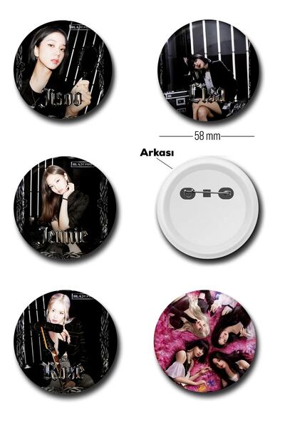 Tılsım Poster Black Pink Rozet 58 mm Buton rozet 5 adet jisoo, lisa, rose, jisco