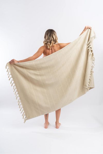 CottonTherapy 100x170cm μεγάλη πετσέτα μπάνιου παραλίας με κρόσσια 100% βαμβάκι