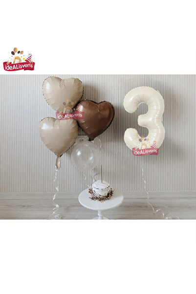 Bkmc Σετ μπαλονιών 3 ετών Retro Colors Cream Coffee Shades