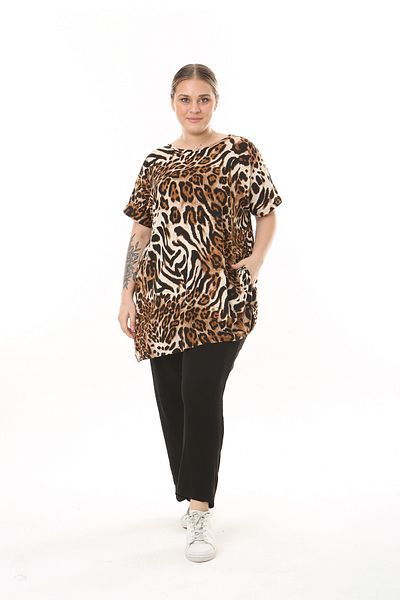 XL Modam WOMEN'S LARGE SIZE TIGER PATTERN LYCRAL TUNIC