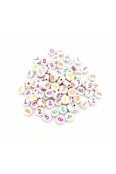 Hobimos Flat White Colored Number Beads 4x7 Mm 500 Grams Approx 3750 Pieces