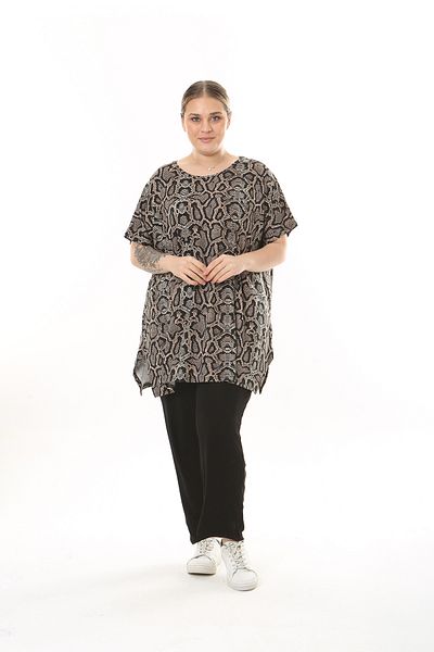 XL Modam WOMEN'S LARGE SIZE SNAKE PATTERNED LYCRAL TUNIC