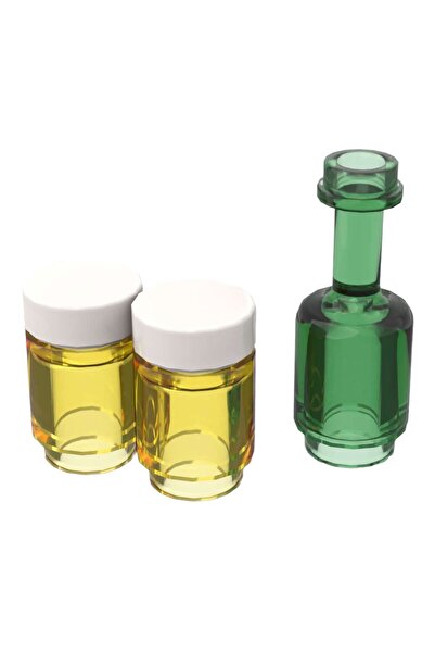 LEGO Orjinal Aksesuar Moc Custom Minifigür Modular Building Yeşil Şeffaf Şişe...