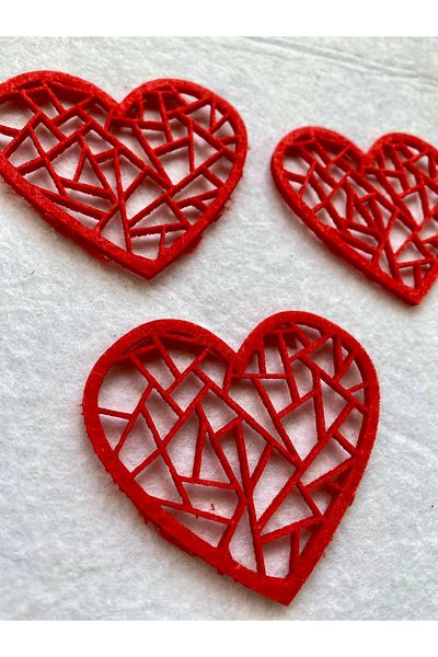 Mini Tasarım Atölyem Valentine's Day Decor - Christmas Tree Ornament Set of 12 Heart 3