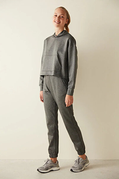 Penti Φούτερ με κουκούλα καγκουρό με μαλακή υφή σε σκούρο γκρι μελανζέ