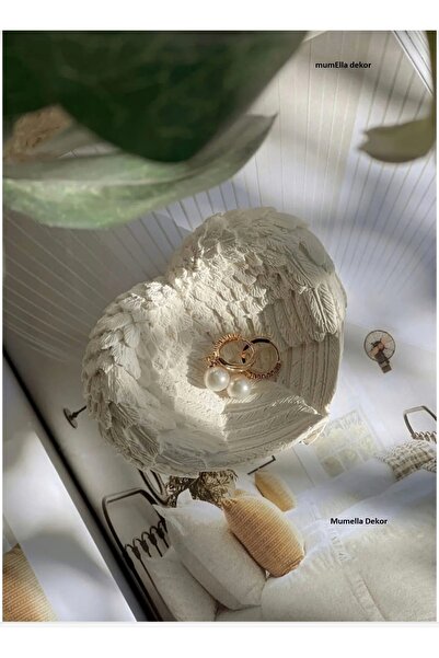 Mandalin Store Kanatlı Kalp Figürlü Dekoratif Kase, Yüzüklük, Takı Tabağı Ev ...