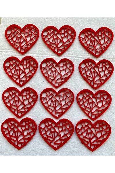 Mini Tasarım Atölyem Valentine's Day Decor - Christmas Tree Ornament Set of 12 Heart 3