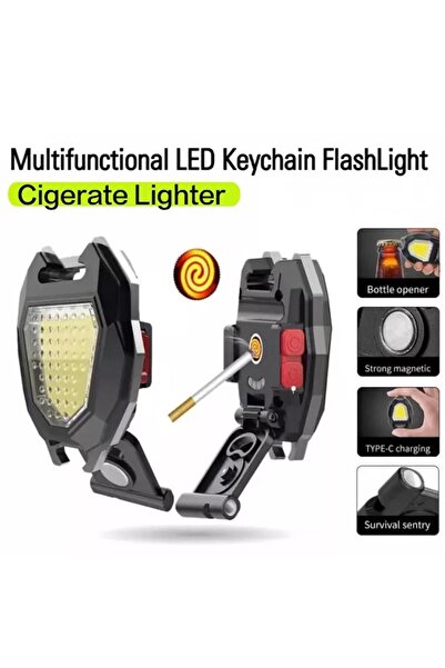 şahane parti W5144 Şarjlı Çakmaklı Mini Kamp Feneri Çoklu Mod Ve Kırmızı Ikaz...