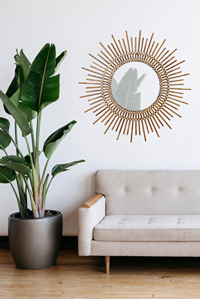 LUVIE Ceviz Rengi Rattan Bambu Ayna 30'70