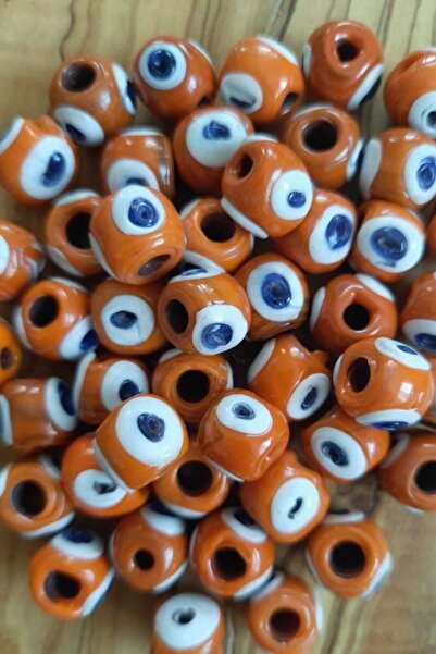 ella'nın çarşısı Mărgele portocalii Danagöz Nazar - 1 cm perforate, 10 bucăți...