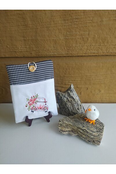 Talay Accessories Pembe Vosvos Nakış İşlemeli Kazayağı Kitap Kılıfı/Kitap Çan...