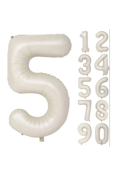 Balon Cream Colored Foil Balloon - Number 5 76 Cm