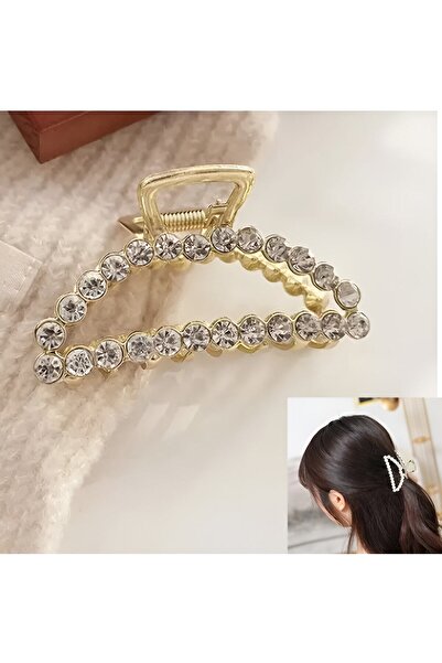 İLKYAZ Aksesuar Taşlı Metal Gold Toka 5 Cm