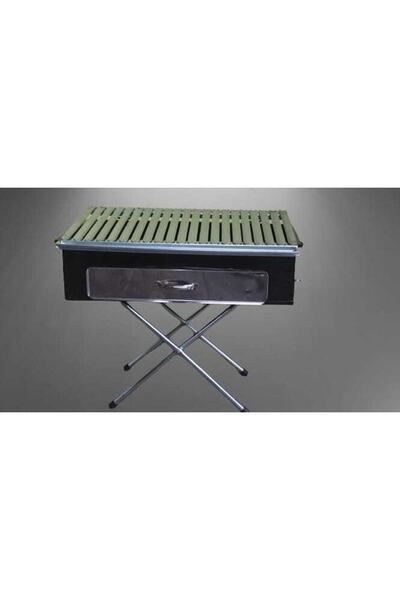 ÖZSAL Fırınlı (tavalı) Emaye Gövde Paslanmaz Krom Oluklu Izgarali Mangal- Kömürlü Piknik Mangalı