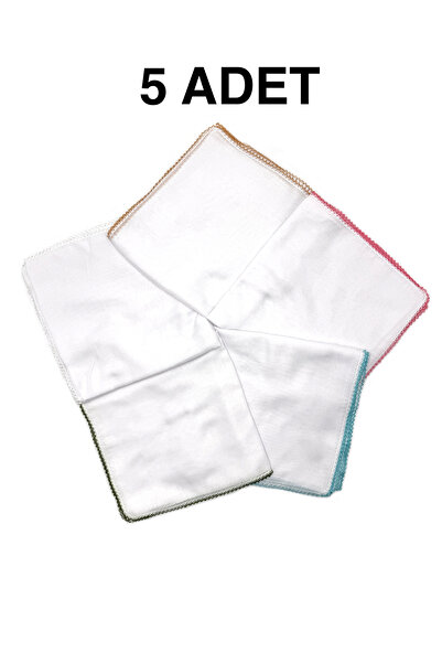 nazipek 5'li Set Pamuklu Büyük Boy Oyalı Namazlık Tülbent 110x110cm Eşarp Baş...