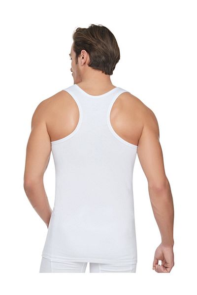 Tutku 3 Pieces of White Ribbed Sports Undershirt