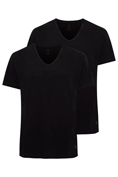 U.S. Polo Assn. US Polo Assn90001 Men's King Size 2-Piece V-Neck T-Shirt-Black