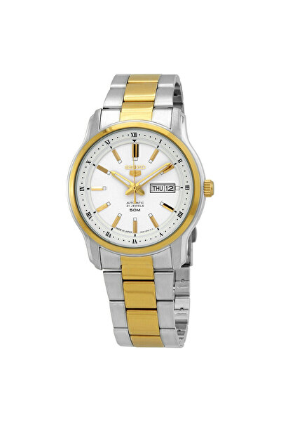 Seiko 5 Japan SNKP14J1 Automatic Steel Gold/Grey White Dial 43 mm Men's Wrist...