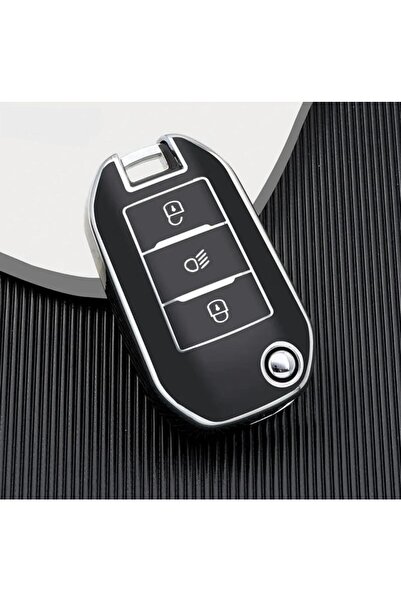 AYZ GARAGE Peugeot - Citroen Switchblade TPU Material Black Key Case (Middle ...