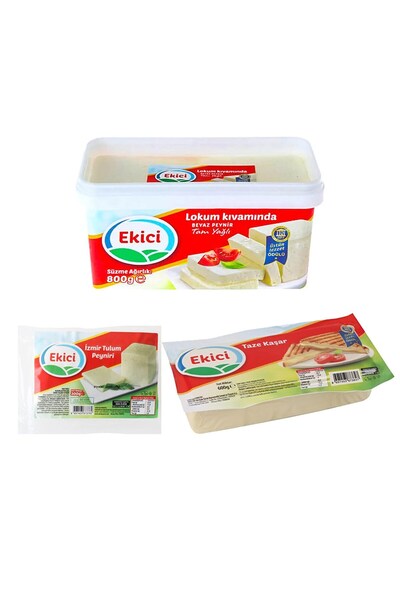EKİCİ Ekici Peynir Seti 3 lü - Lokum Kıvamında - Taze Kaşar - İzmir Tulumu