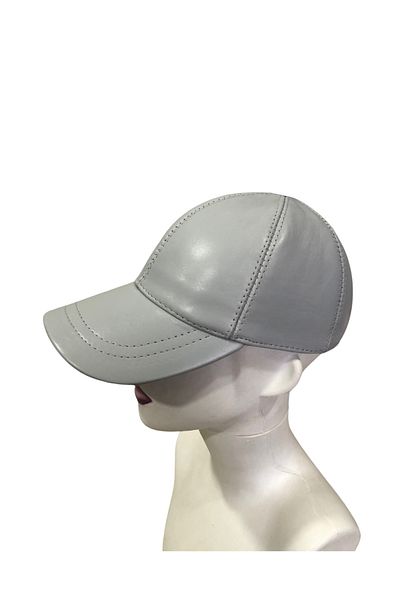 BY SCK Unisex Gray Genuine Real Leather Hat Beanie - Winter Hat - New Season