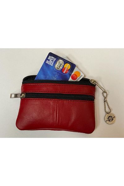 MENİSE Red Genuine Leather Coin Purse