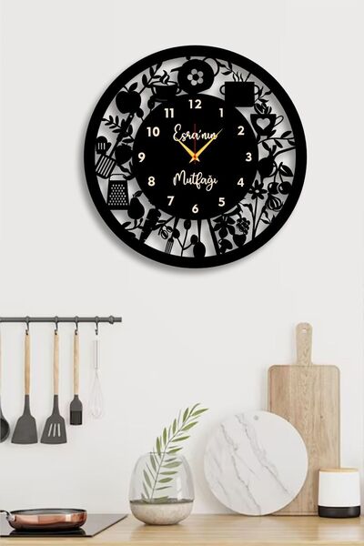 AHŞAP HEDİYENİZ İsimli Dekoratif Mutfak Duvar Saati, Mutfak Dekorasyon