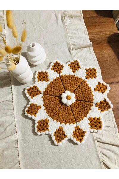 ONTİC Dowry, Gift Hand Knitted Plump Bowknot Flower Motif Bath Loofah