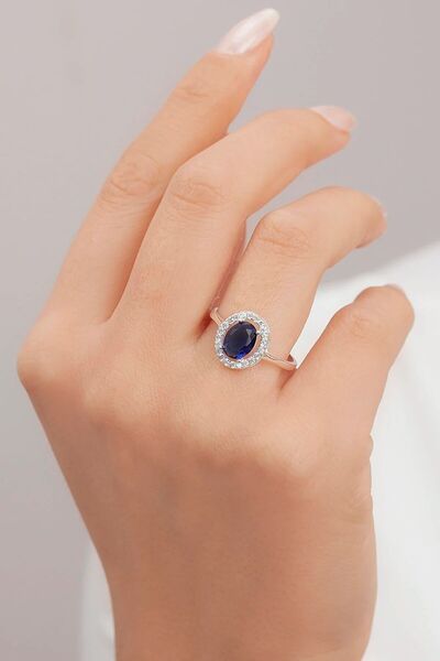 Çelikoğlu Kuyumculuk KADIN SAFIR TAŞLI OVAL GÜMÜŞ YÜZÜK