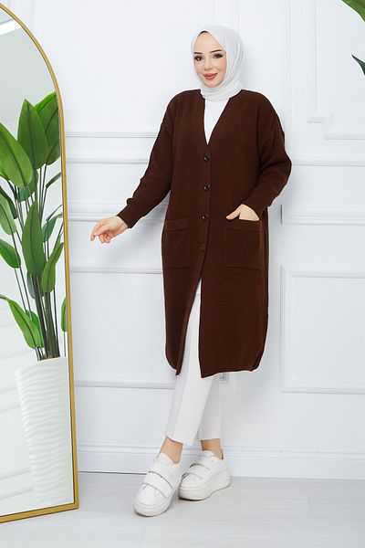 Pamuk Butik Γυναικεία Πλεκτή Ζακέτα με Κουμπιά Κλείσιμο Τσέπης