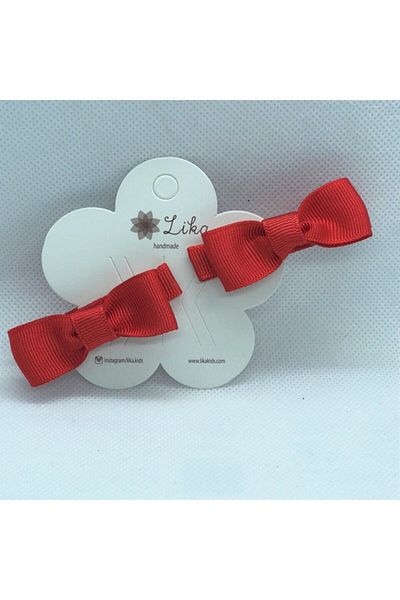 Lika 3 Grosgrain Double Mini Bow Baby Buckle Red