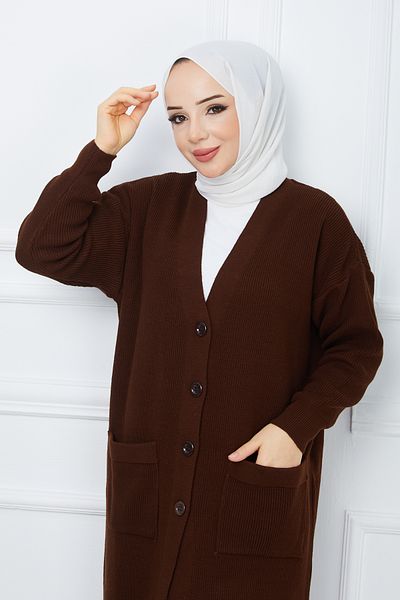 Pamuk Butik Γυναικεία Πλεκτή Ζακέτα με Κουμπιά Κλείσιμο Τσέπης