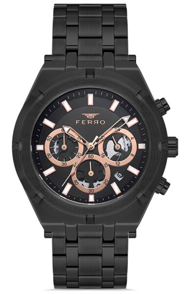 FERRO Men's Steel Cord Wristwatch Steel Case Waterproof Premium Model All Gau...