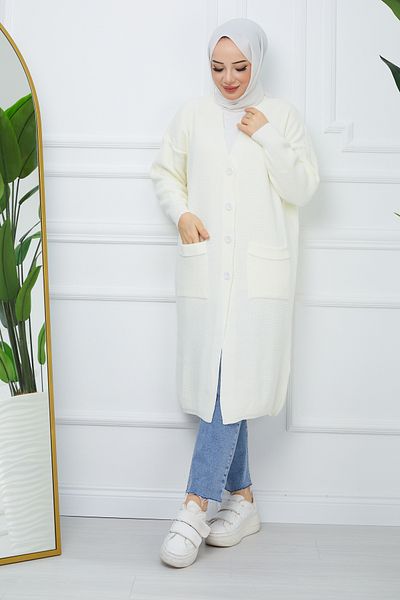 Pamuk Butik سترة نسائية محبوكة بأزرار وجيوب
