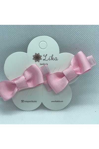 Lika 3 مشبك أطفال بفيونكة صغيرة من Grosgrain باللون الوردي