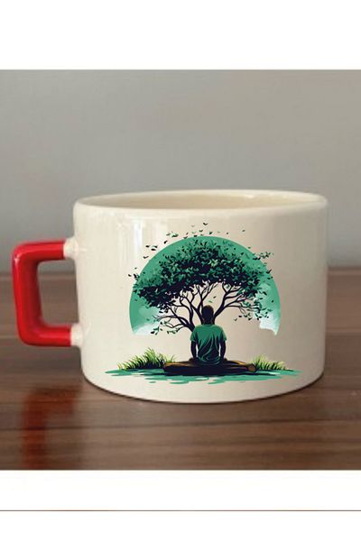 lili hediyelik Human Under Tree Cup Ceramic Mug Cup - Ceramic Tea, Coffee Gift Cup