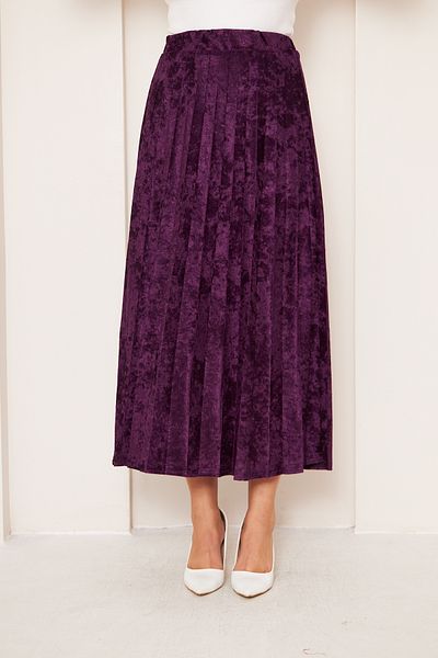 comstar Purple Lined Velvet Long Skirt, Velvet Skirt, Lined Skirt, Long Skirt