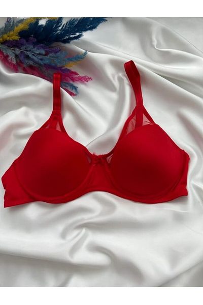 Liza Gauze Detailed Women's Underwire Unbuttressed C Cup Gathering Bra